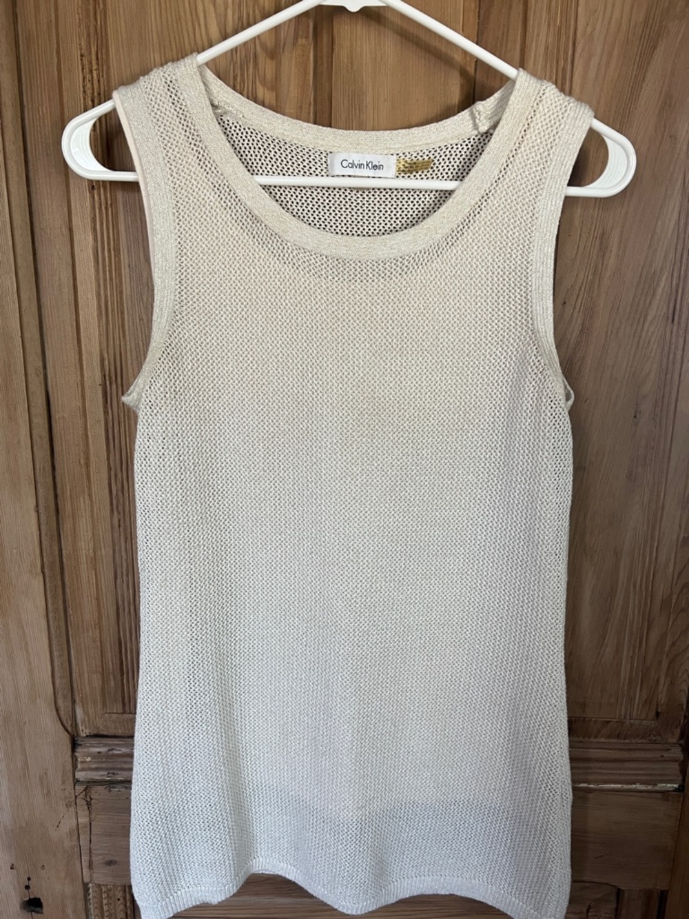 Calvin Klein Cream Open-Weave Knit Tank Top